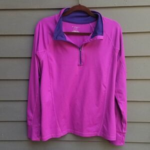 Purple and Navy Tek Gear Dry Tek Long Sleeve Zip Front Top size XL